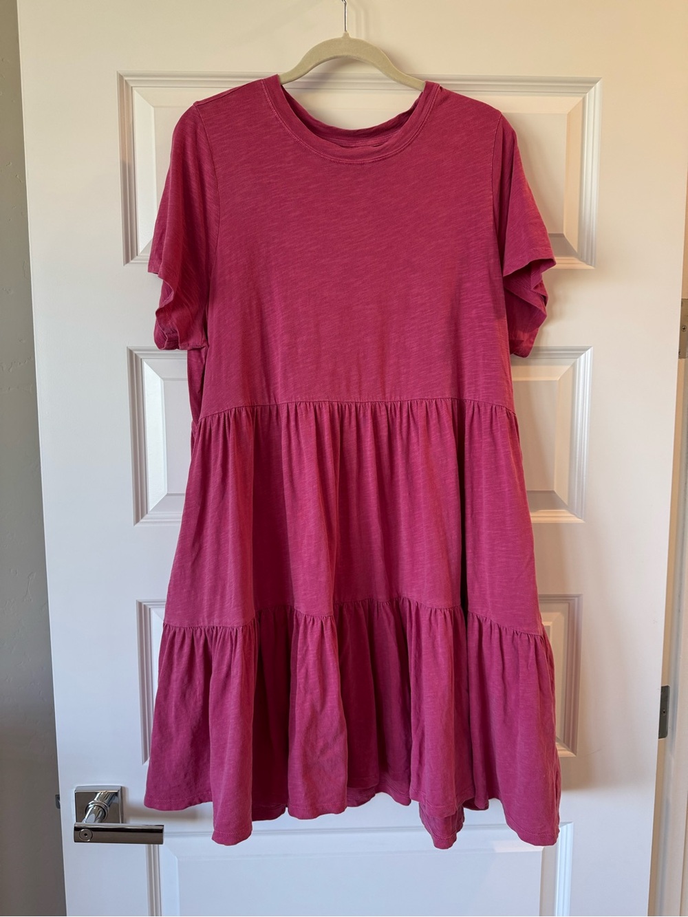 Old Navy Rose Pink Tiered Short-Sleeve Dress
